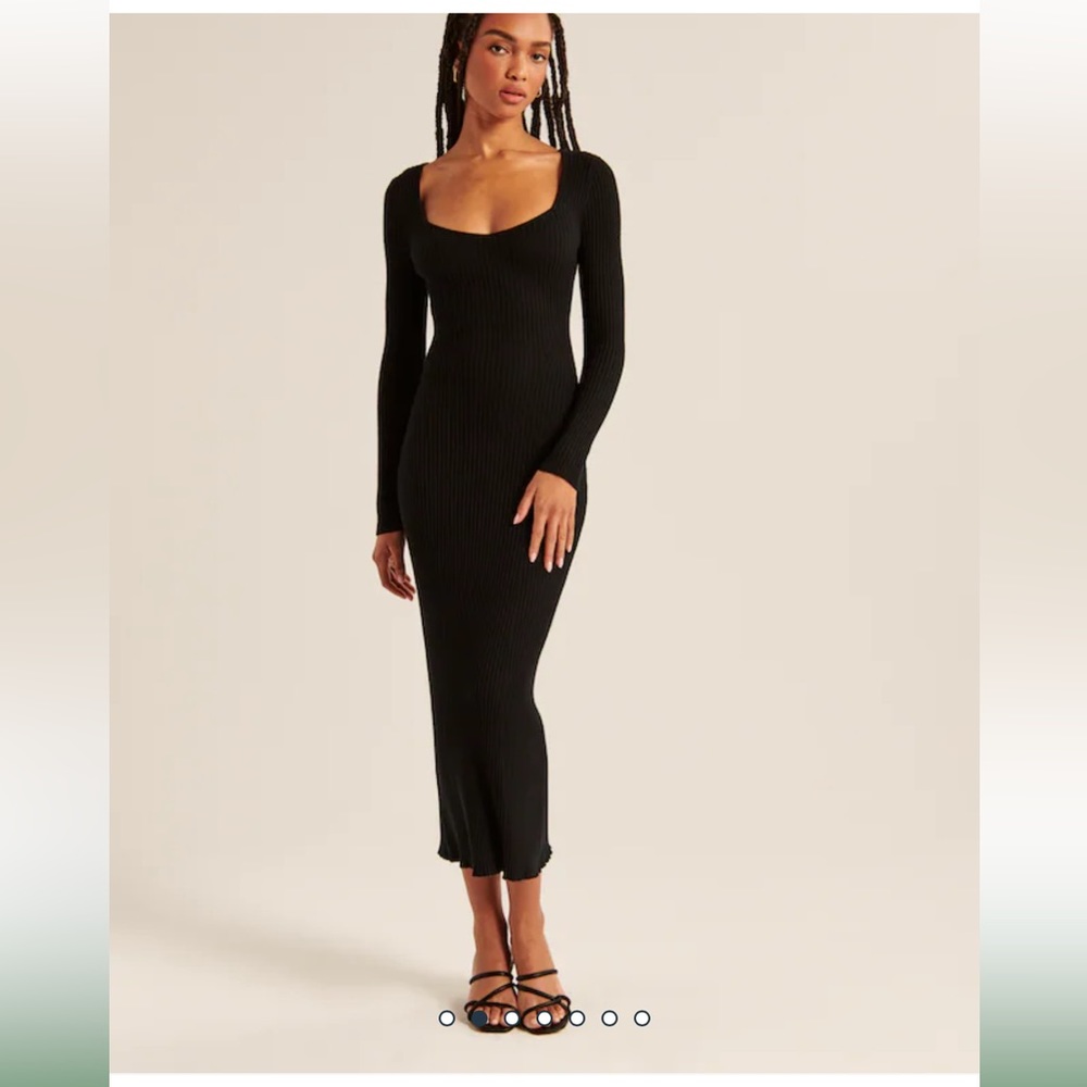 Long-Sleeve Ribbed Maxi Sweater Dress